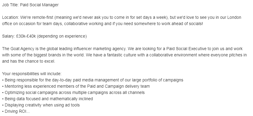 Paid Social Manager