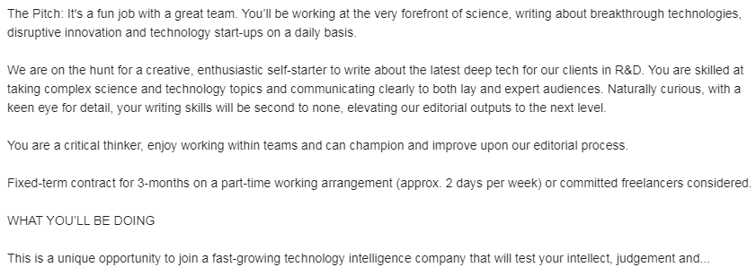 Science and Technology Writer