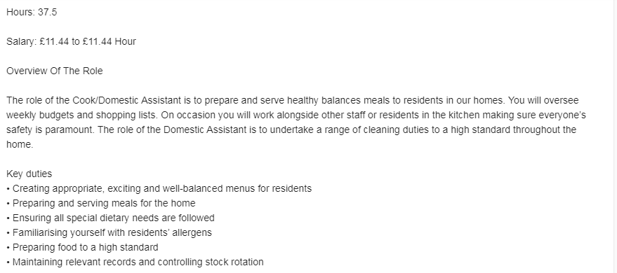 Cook/Domestic