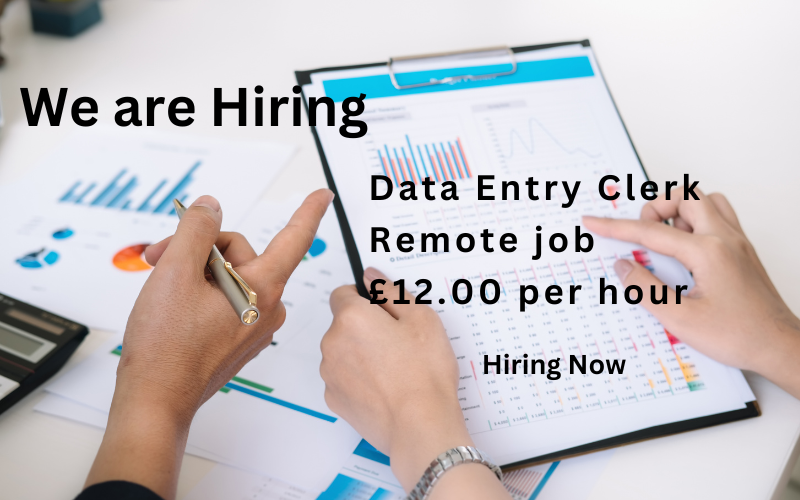 Remote Data Entry Clerk and earn £12.00 per hour. Work from home with flexible hours. Apply now and start your remote career today!