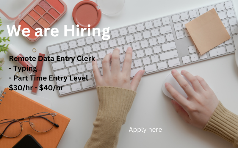 Looking for a flexible job? Join as a Remote Data Entry Clerk, part-time, entry-level, earning $30-$40/hr. Start today and boost your income from home! Apply now!