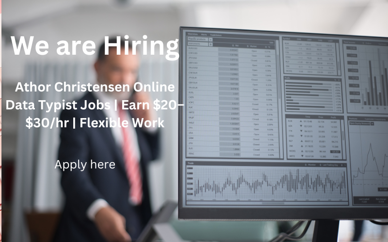 Join us as an Athor Christensen Online Data Typist! Earn $20–$30/hr working from home. Flexible hours, competitive pay, and great benefits. Apply now to start your remote career!