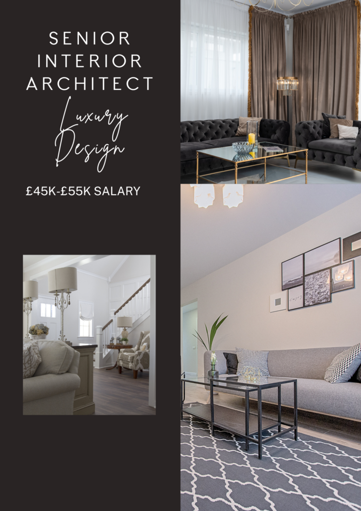 Senior Interior Architect – Luxury Design Role in London! Earn £45K-£55K, work on exclusive projects, enjoy hybrid work & career growth. Apply now!