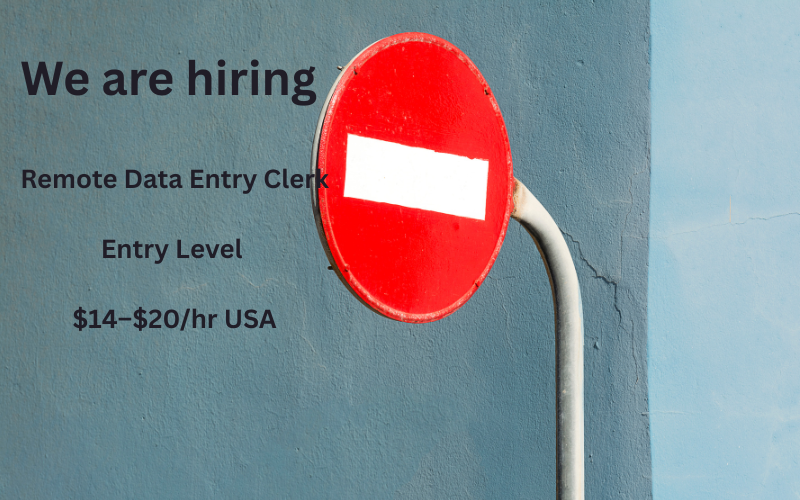 Remote Data Entry Clerk – Entry Level | $14–$20/hr USA