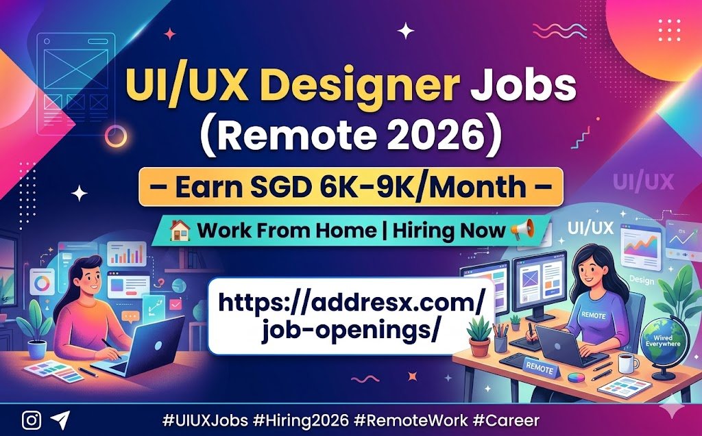 Apply for high-paying UI/UX Designer remote jobs in 2026. Earn SGD 6K–9K/month working from home. Global companies hiring UI/UX designers now. No experience & experienced candidates can apply.